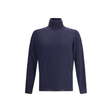 Brunello Cucinelli Blue Fleece Wool Turtleneck