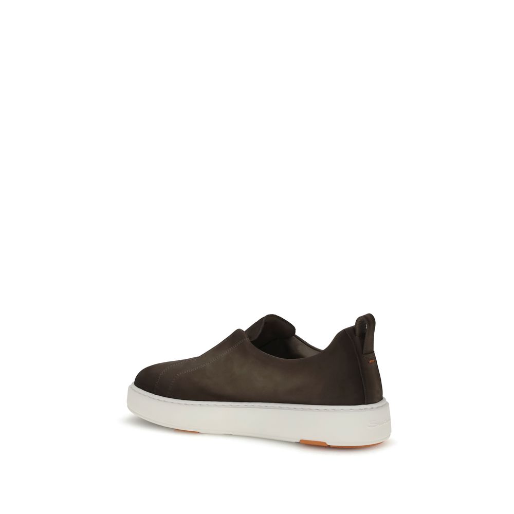 Santoni Brown Rubber Low Top Sneakers