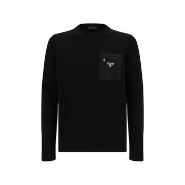 Prada Black Fleece Wool Sweatshirt
