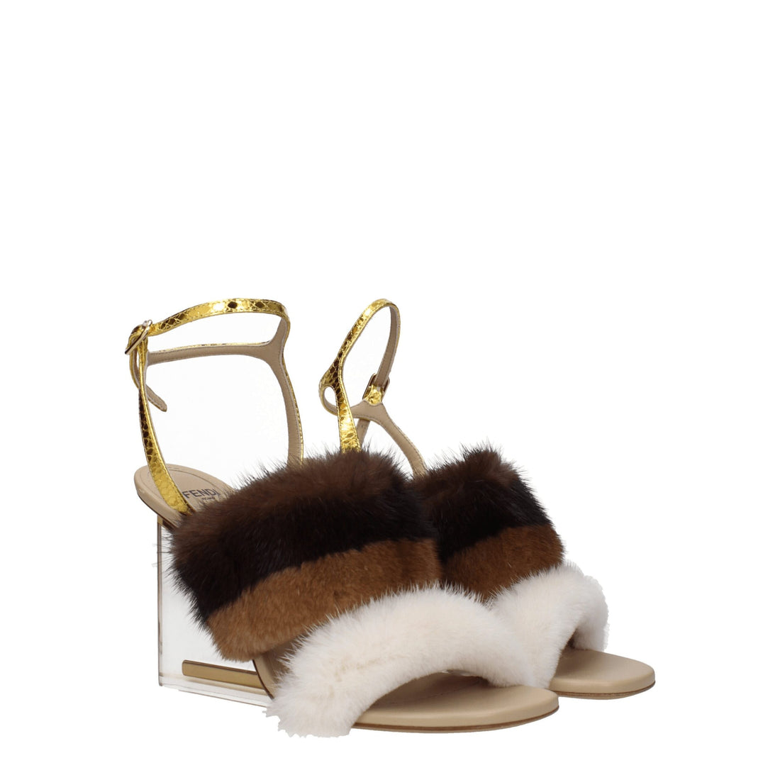 Fendi Brown Mink Strap-On Sandals