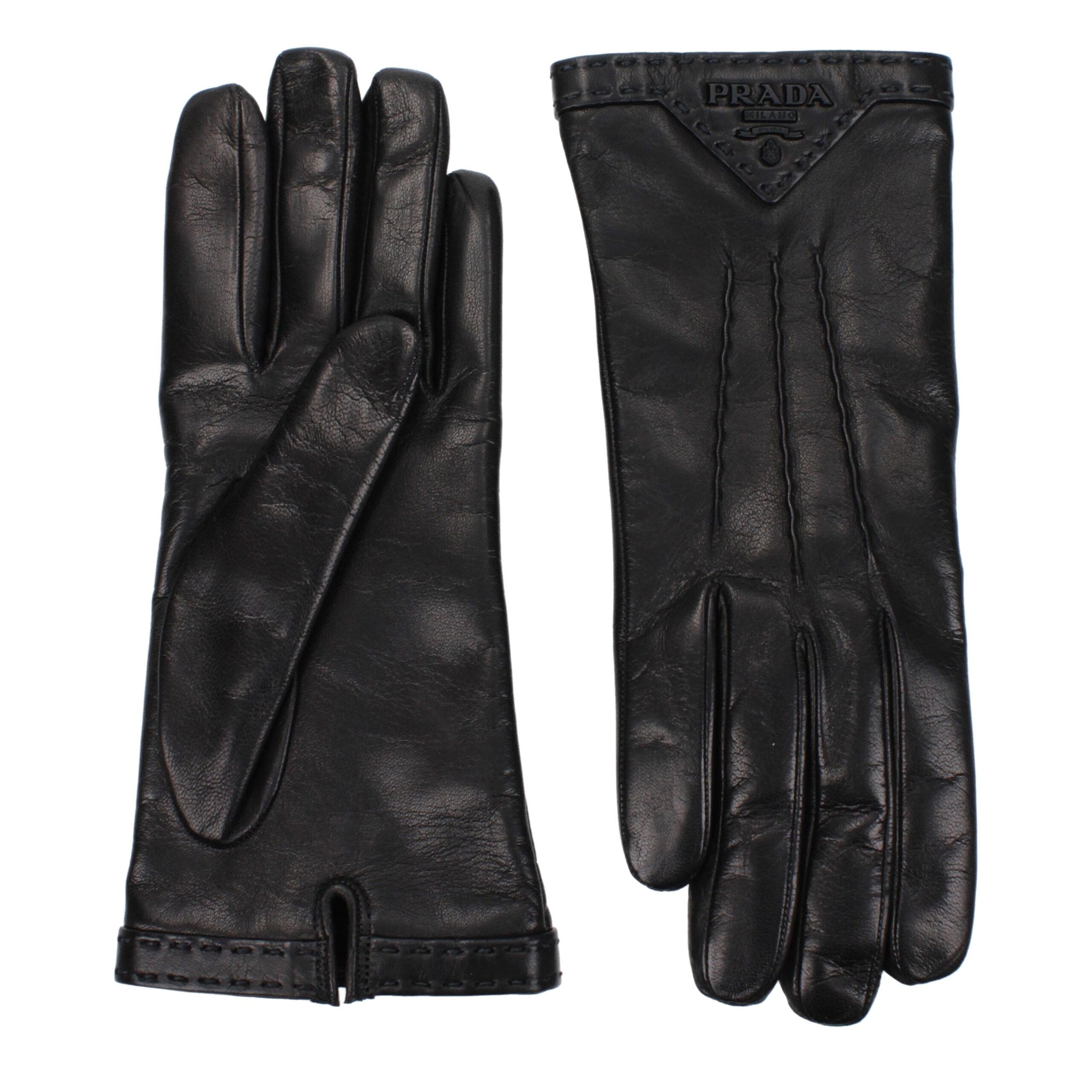 Prada Black Leather Gloves