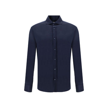 Brunello Cucinelli Blue Silk Shirt