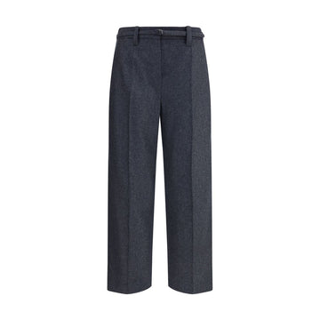 Brunello Cucinelli Gray Fleece Wool Casual Pants