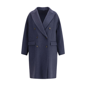 Brunello Cucinelli Blue Cashmere Coat