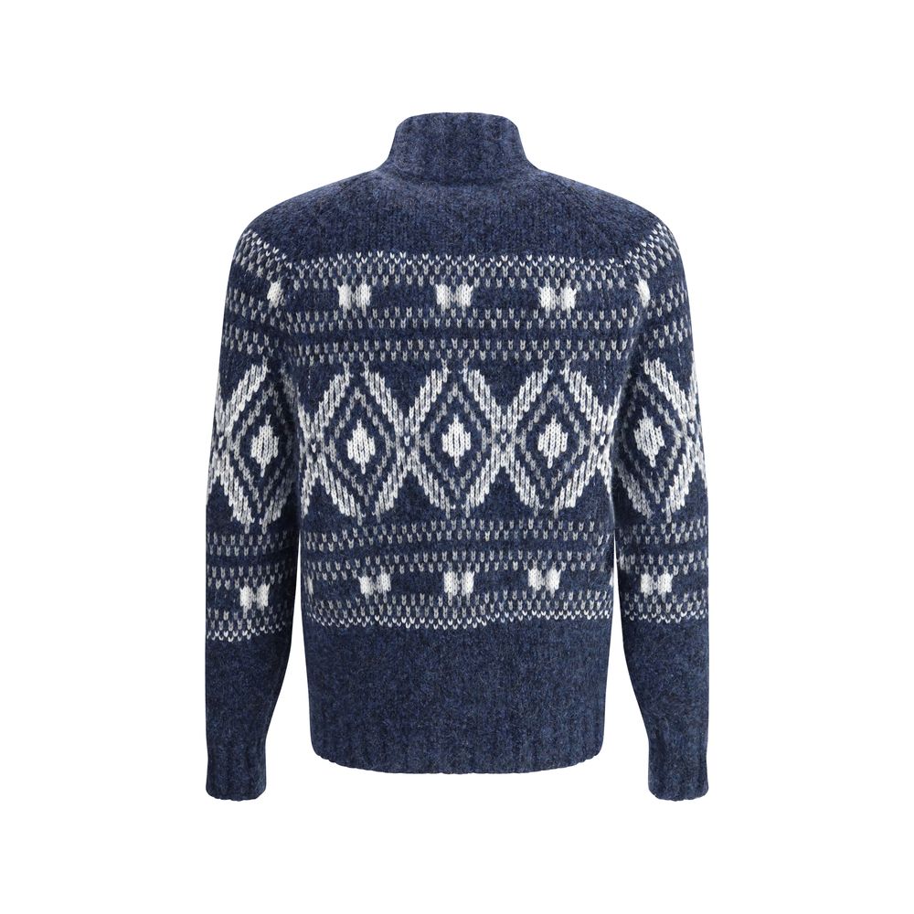 Brunello Cucinelli Blue Alpaca Vicugna Pacos Cardigan