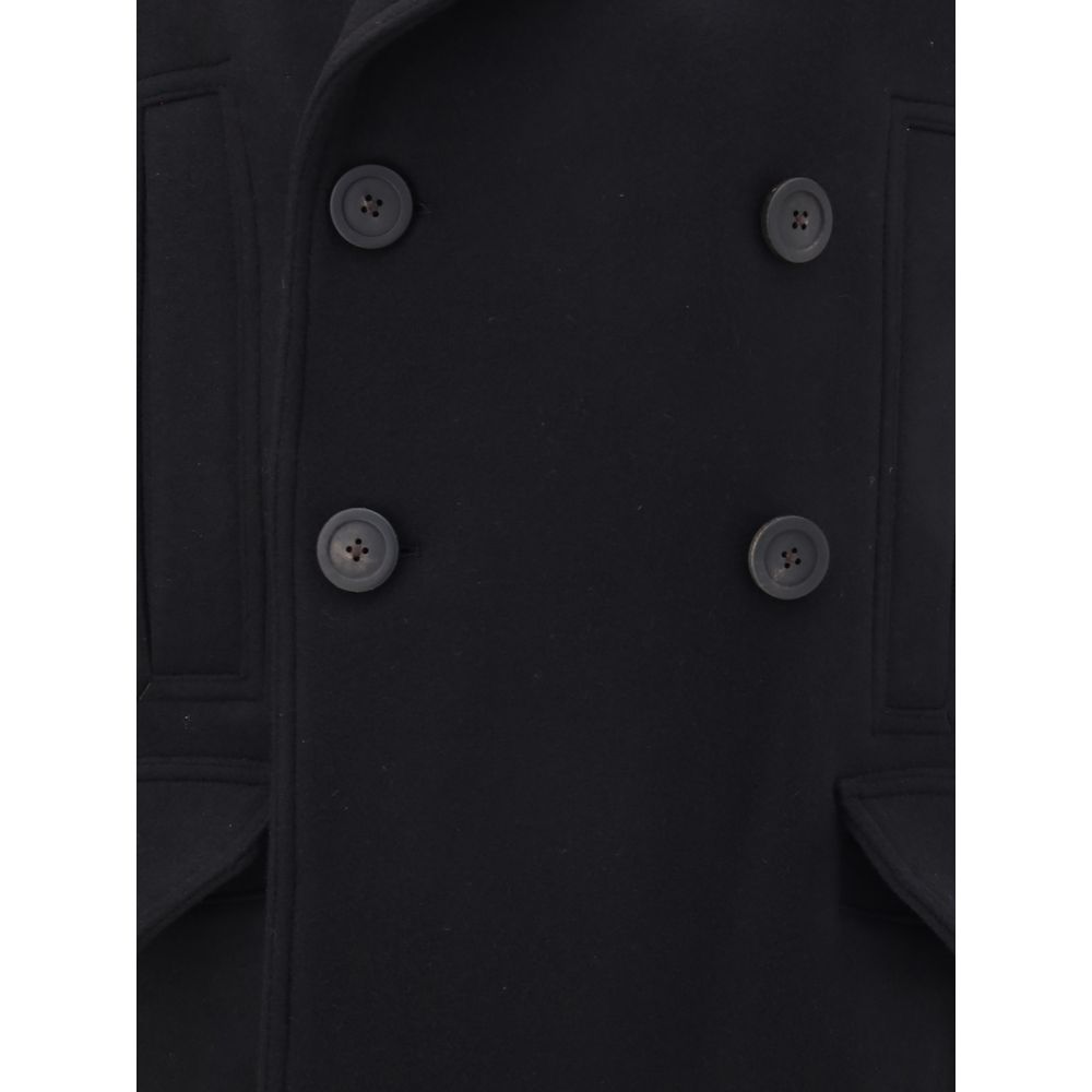 Rick Owens Black Fleece Wool Coat