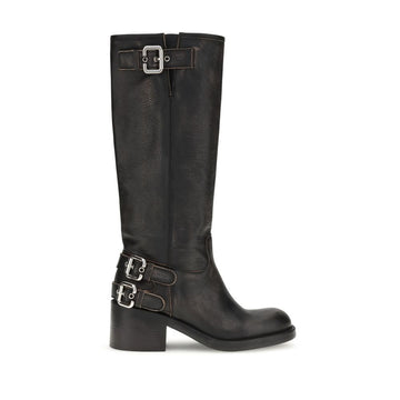 Chloé Black Calf Leather Bos Taurus Lace-Up Boots