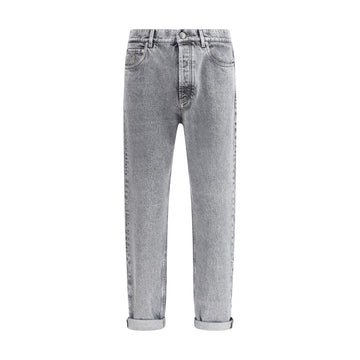 Brunello Cucinelli Gray Cotton Straight-Leg Jeans