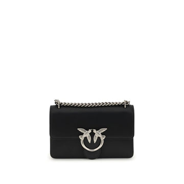 PINKO Black Calf Leather Bos Taurus Shoulder Bag