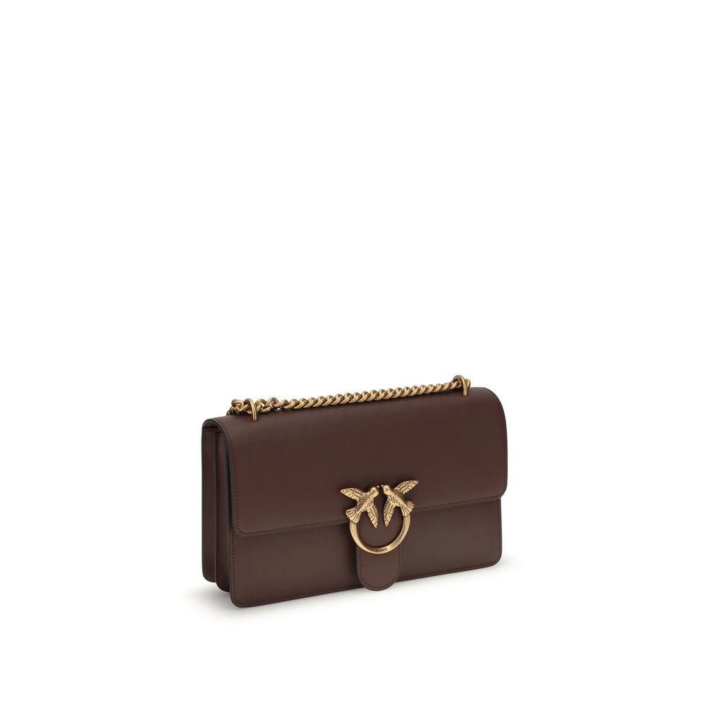 PINKO Brown Calf Leather Bos Taurus Shoulder Bag