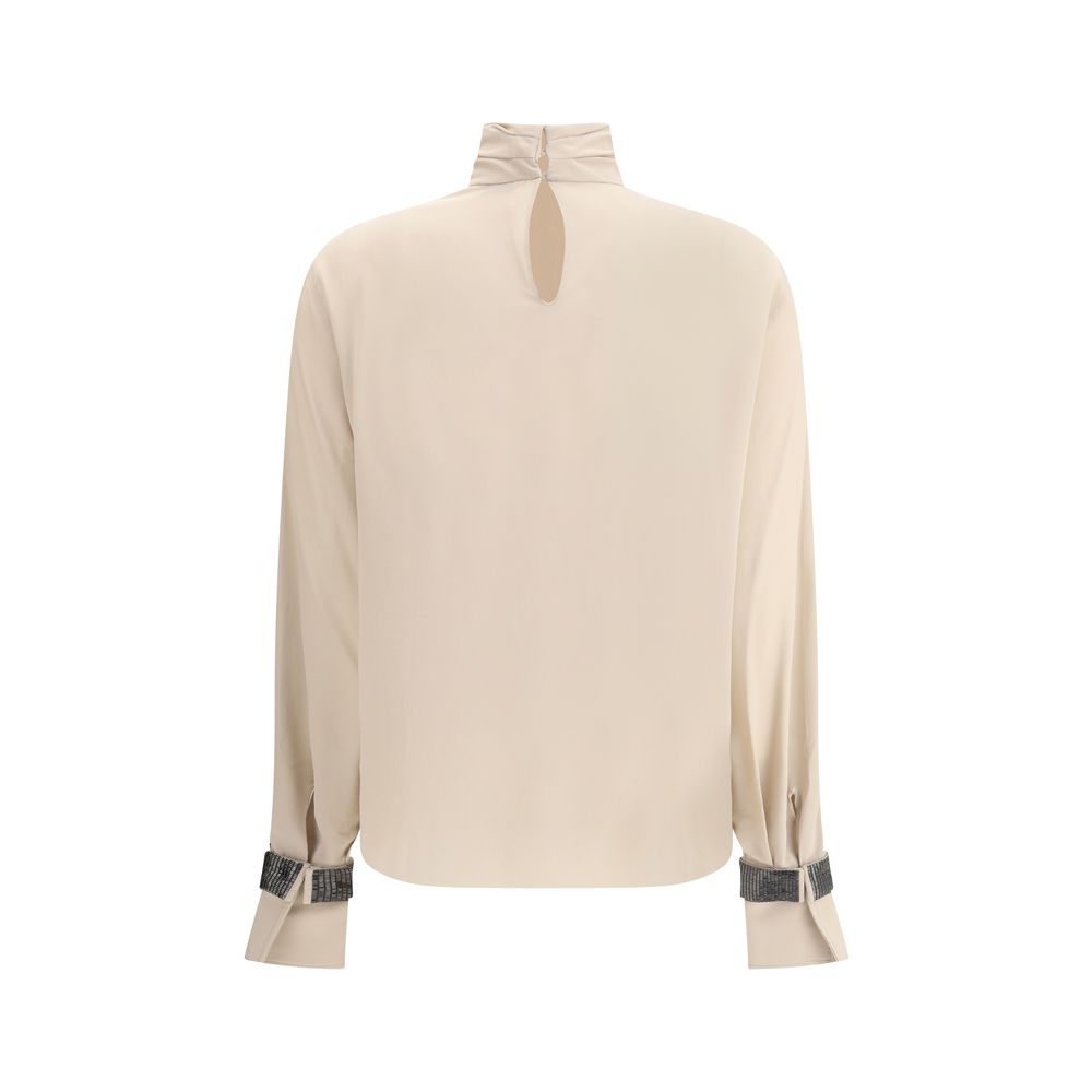 Brunello Cucinelli Beige Silk Blouse
