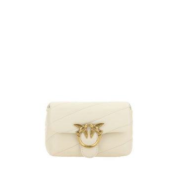 PINKO White Calf Leather Bos Taurus Shoulder Bag