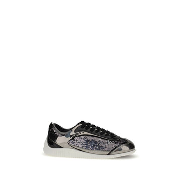 PINKO Silver Nylon Chunky Sneakers