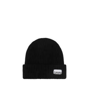 Ganni Black Wool Beanie