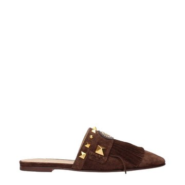 Valentino Garavani Brown Leather Slippers