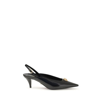 Versace Black Leather Mid Heel Pumps