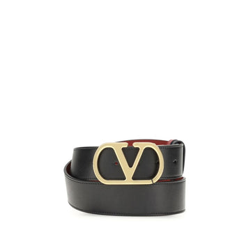 Valentino Garavani Black Calf Leather Bos Taurus Regular Belt