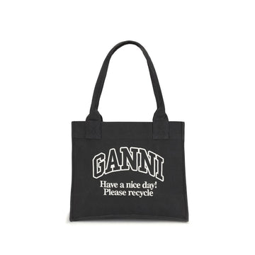 Ganni Black Cotton Shoulder Bag