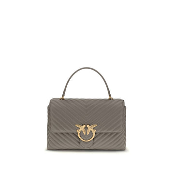 PINKO Gray Calf Leather Bos Taurus Handbag