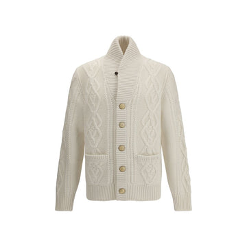 Brunello Cucinelli White Cashmere Cardigan
