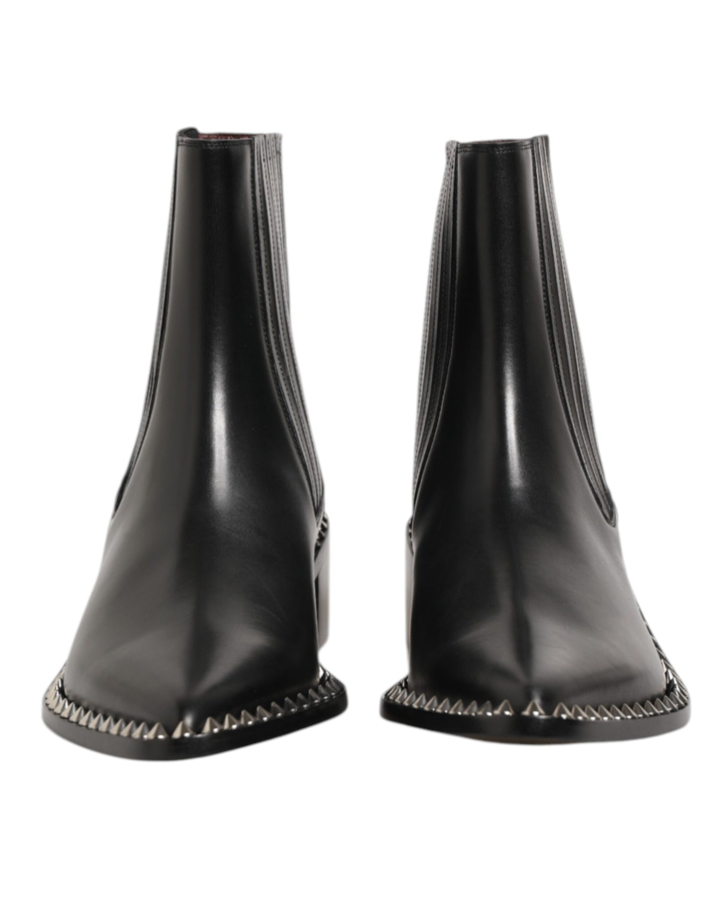 Dolce & Gabbana Black Leather Studded Men Short Boots Shoes