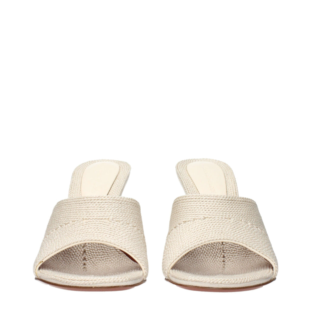 Amina Muaddi Beige Fabric Slippers Sandals