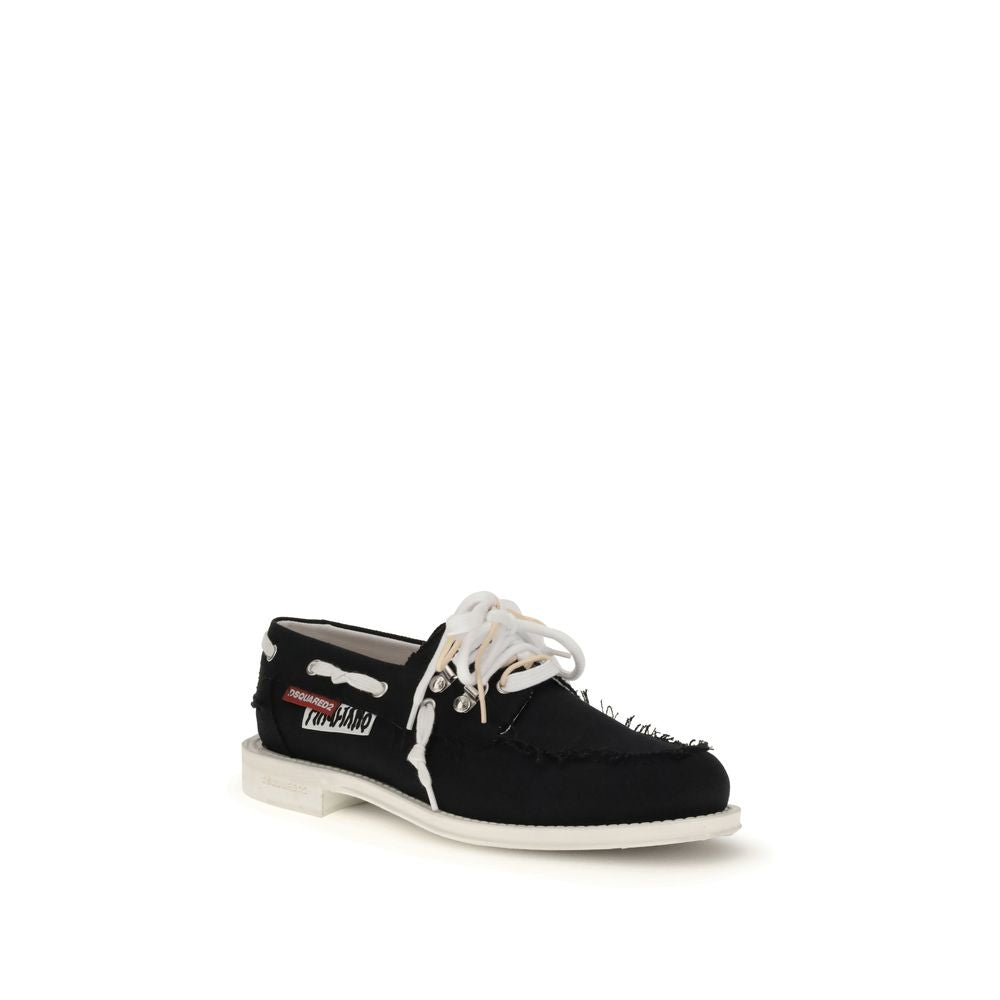 Dsquared² Black Cotton Slip-On Loafers