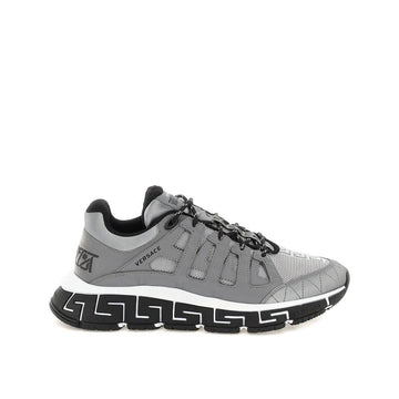 Versace Silver Fabric Athletic Sneakers