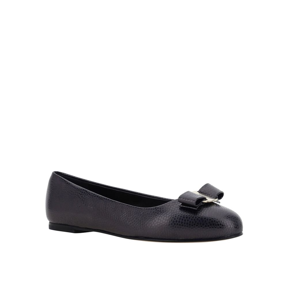 Salvatore Ferragamo Black Calfskin Ballet Flats
