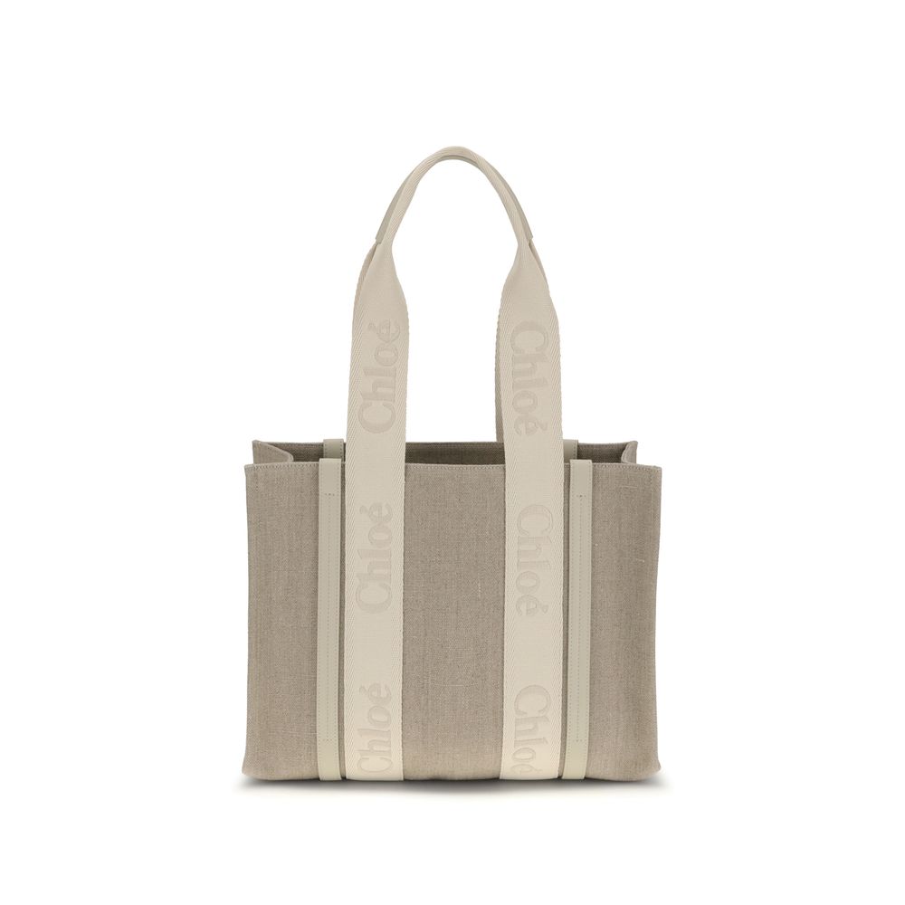 Chloé Beige Linen Shoulder Bag