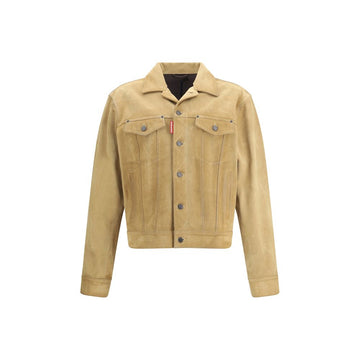 Dsquared² Beige Leather Denim Jacket