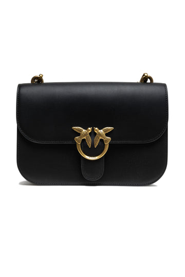 PINKO Black Leather Love Bell Classic Shoulder Bag