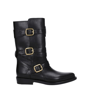 Celine Black Leather Flat Boots