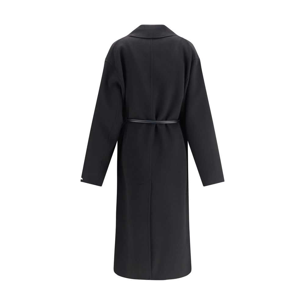 Max Mara Black Fleece Wool Coat