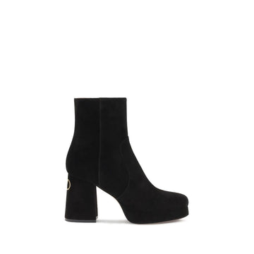 Valentino Garavani Black Calf Leather Bos Taurus Ankle Boots