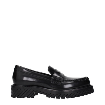 Off-White Black Leather Slip-On Loafers