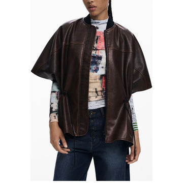 Desigual Brown Polyethylene Women Poncho