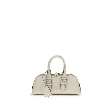 PINKO White Calf Leather Bos Taurus Handbag