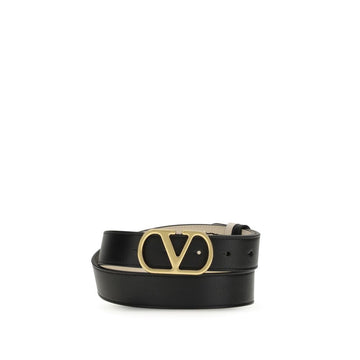 Valentino Garavani Black Calf Leather Bos Taurus Regular Belt