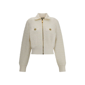 Balmain White Viscose Bomber