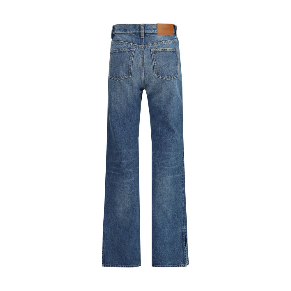 Chloé Blue Cotton Straight-Leg Jeans