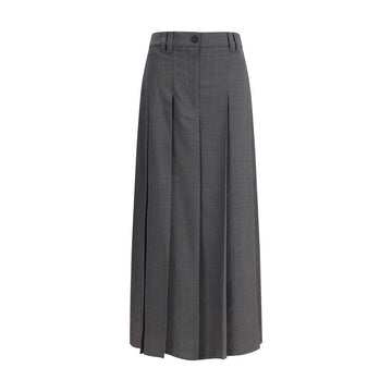 Brunello Cucinelli Gray Polyester Long Skirt