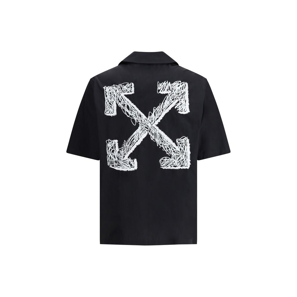 Off-White Black Cotton Pattern Shirt