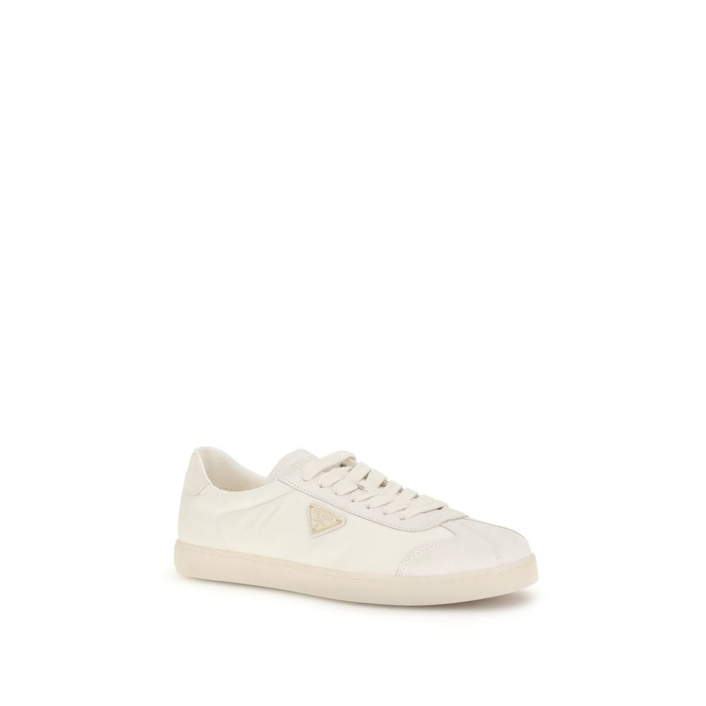 Prada Cream Leather Low Top Sneakers