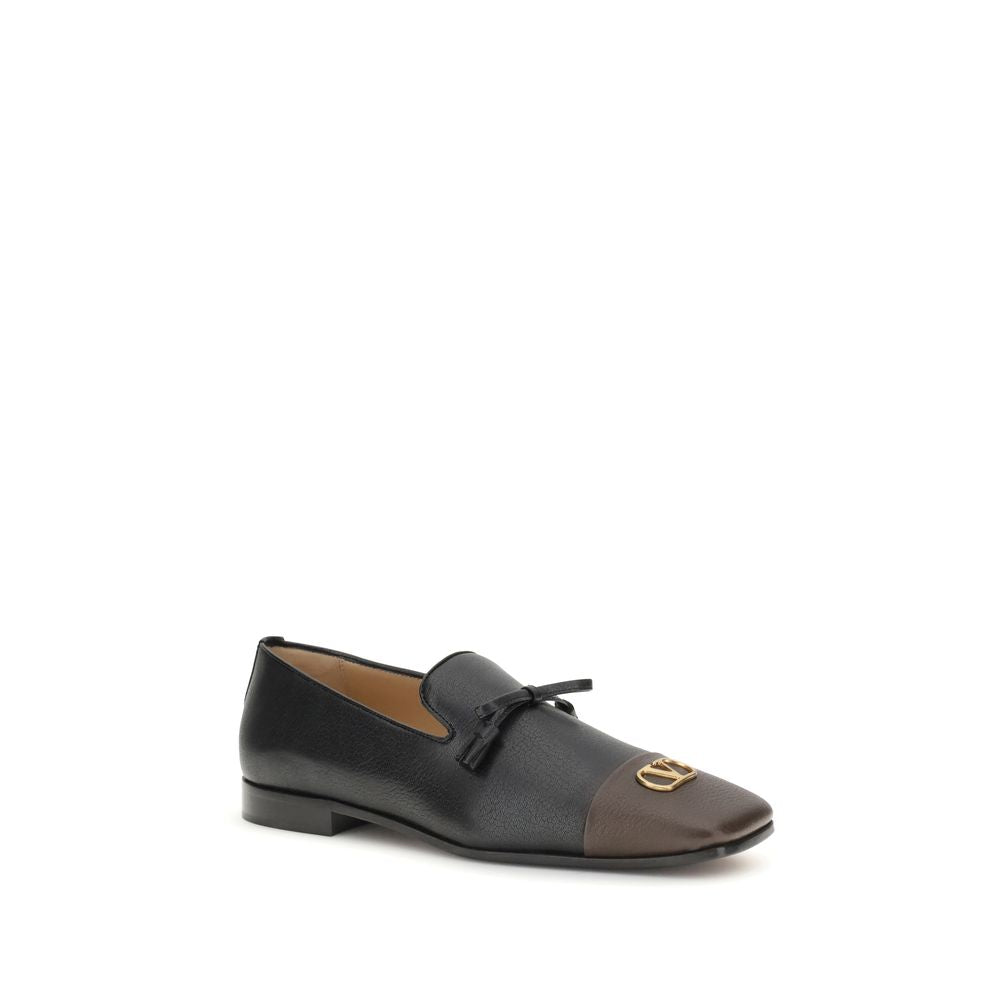 Valentino Garavani Black Leather Slip-On Loafers