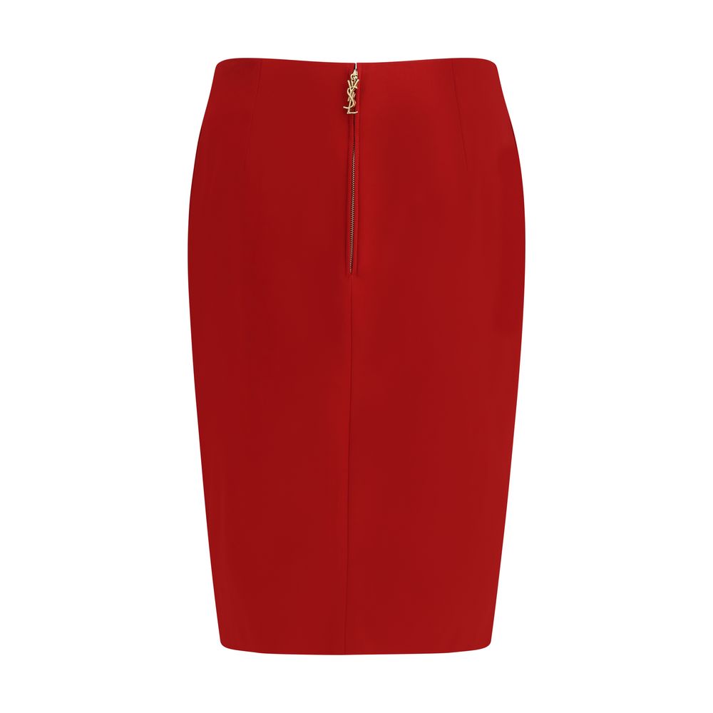 Saint Laurent Red Viscose Skirt