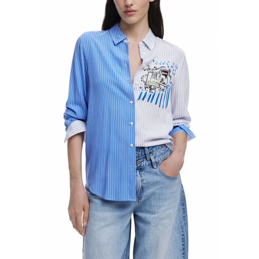Desigual Light Blue Viscose Blouse