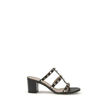 Valentino Garavani Black Calf Leather Bos Taurus Platform Sandals