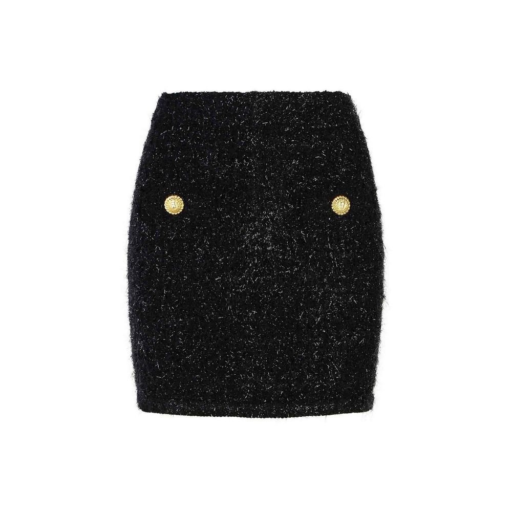 Balmain Black Cotton Mini Skirt