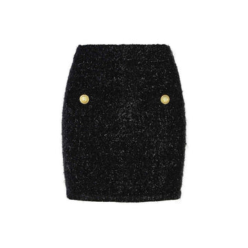Balmain Black Cotton Mini Skirt